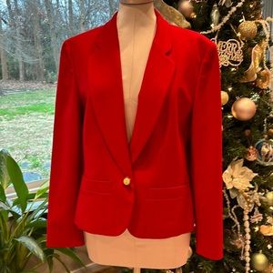 Vintage Pendleton Single Button Red Blazer Virgin Wool Size 10